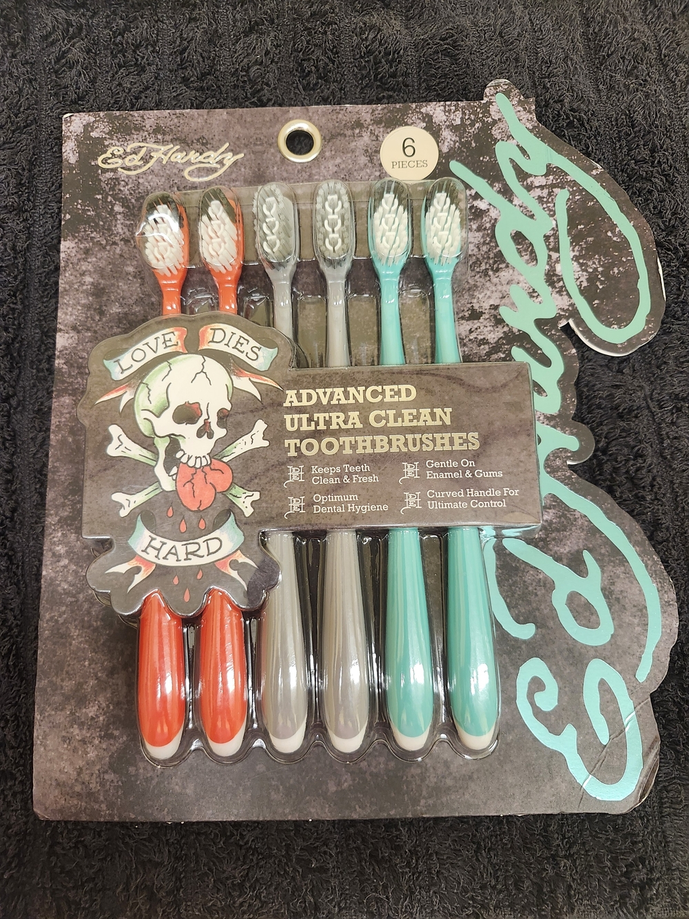 Ed Hardy Toothbrush 6-Pack in Red, Gray, Teal
